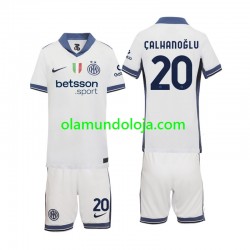 Camisola Inter de Milão Hakan Calhanoglu 20 Criança Equipamento Segundo 2024-2025 Manga Curta